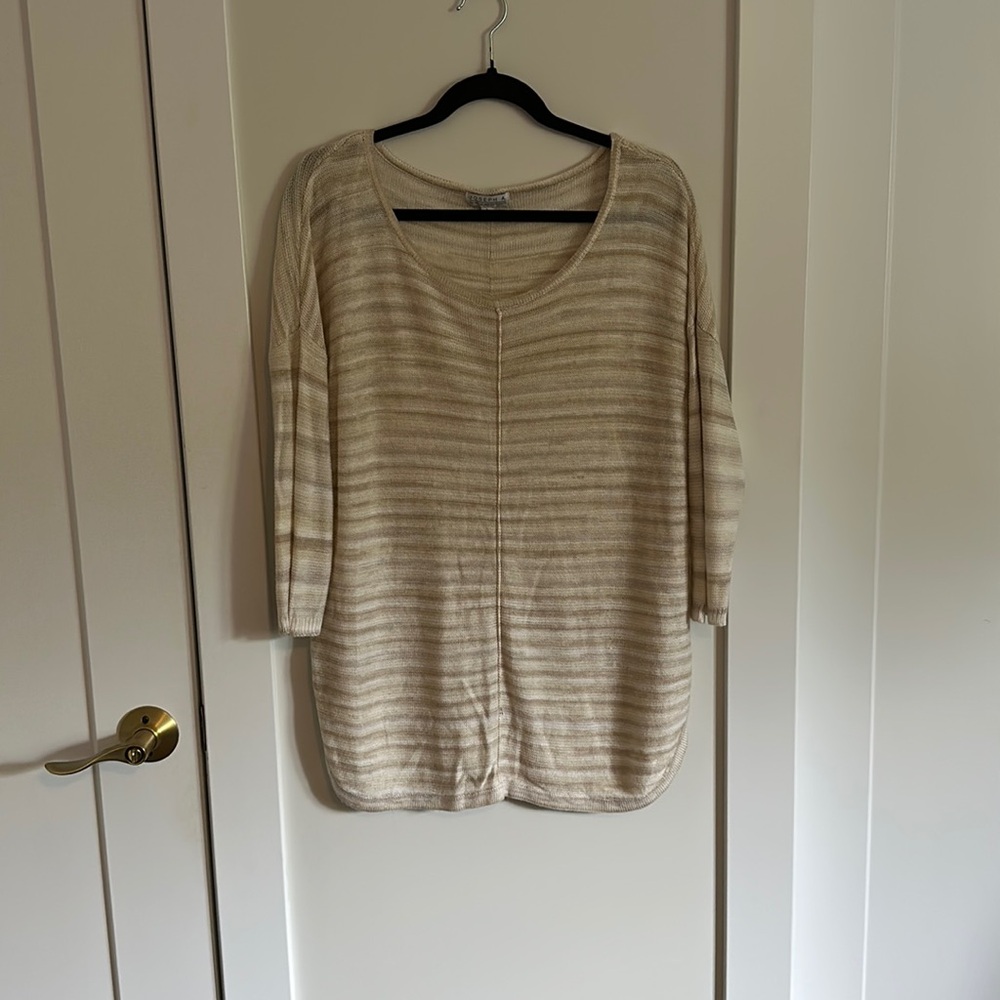 Slouchy Sweater - White  and beige